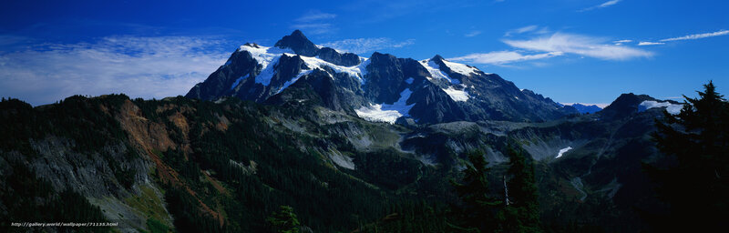 Snow-capped Mountain Range — Blue, Serene, Afternoon, Photograph, Forests