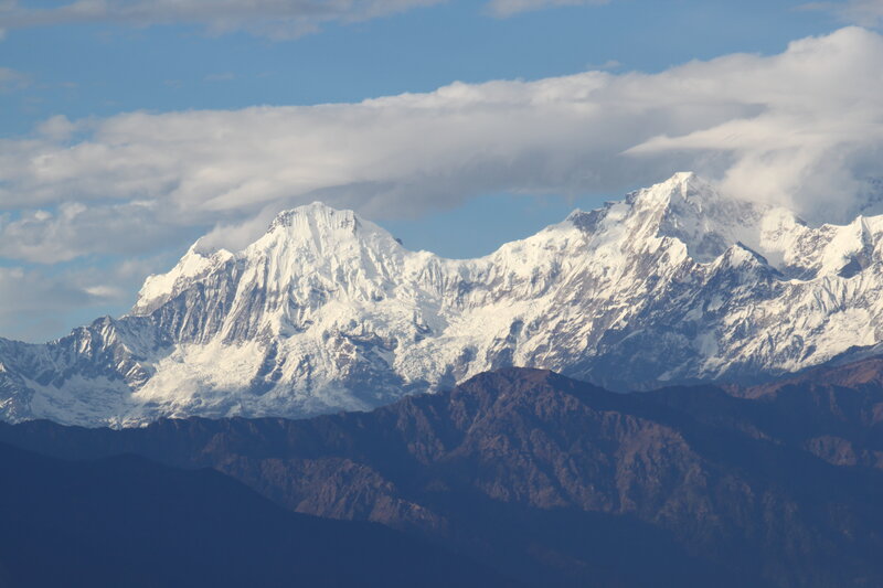 Snow-capped Mountain Range — Blue, Serene, Afternoon, Photograph, Mountains, Clouds, Sky, White, Brown
