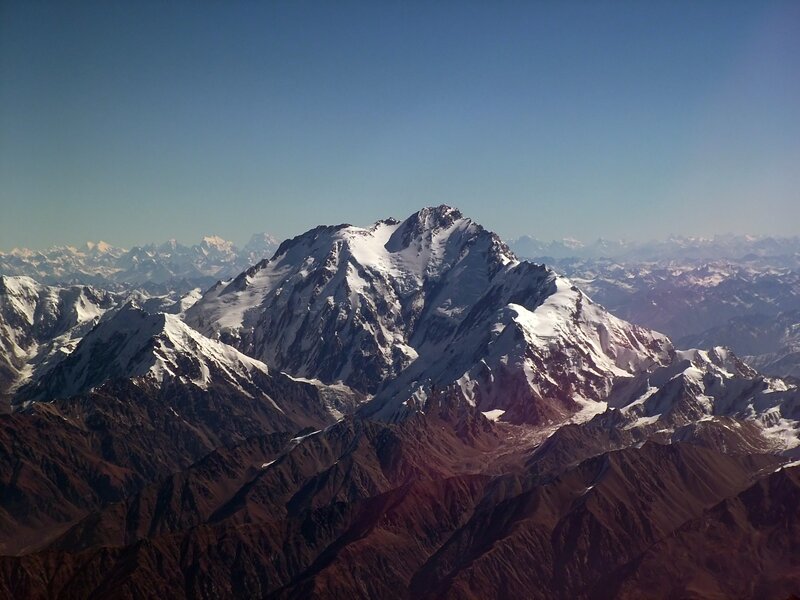 Snow-capped Mountain Range — Blue, Serene, Afternoon, Photograph, Mountains, Snow, Sky, White, Brown