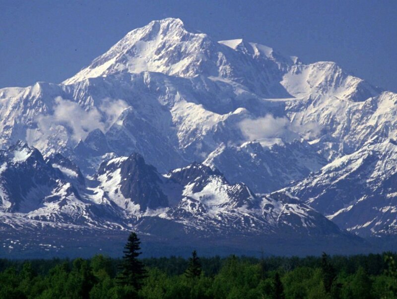 Snow-capped Mountain Range — Blue, Serene, Afternoon, Photograph, Trees