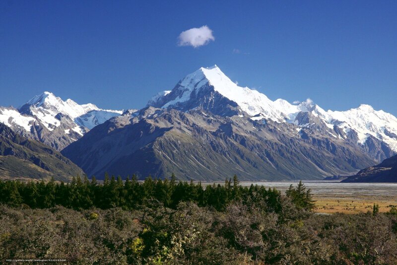 Snow-capped Mountain Range — Blue, Serene, Afternoon, Photograph, Trees, Valley