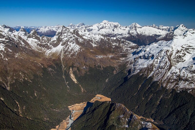 Snow-capped Mountain Range — Blue, Serene, Afternoon, Photograph, Valley, River