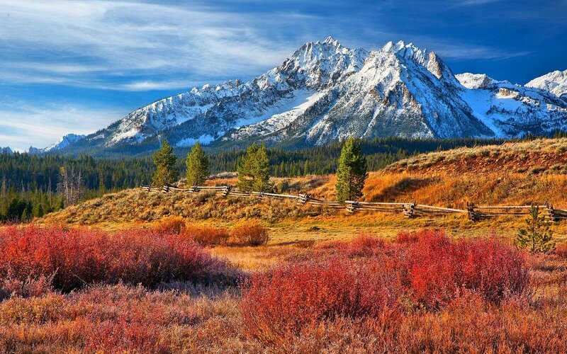 Snow-capped Mountain Range — Blue, Serene, Autumn, Photograph, Mountains