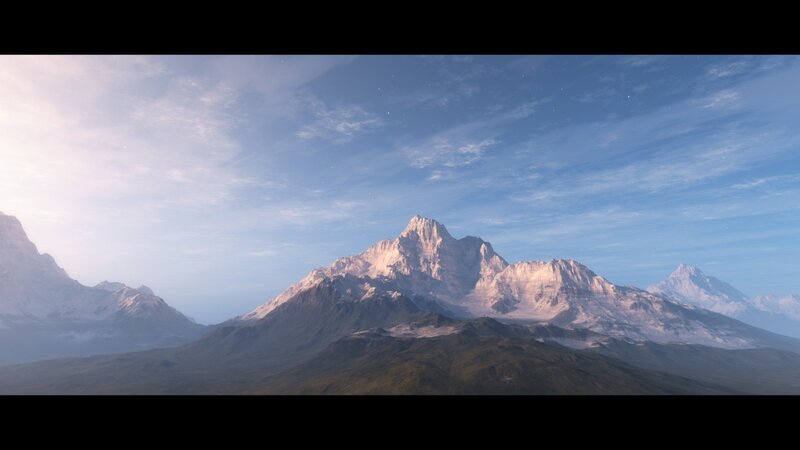 Snow-capped Mountain Range — Blue, Serene, Morning, 3d Render