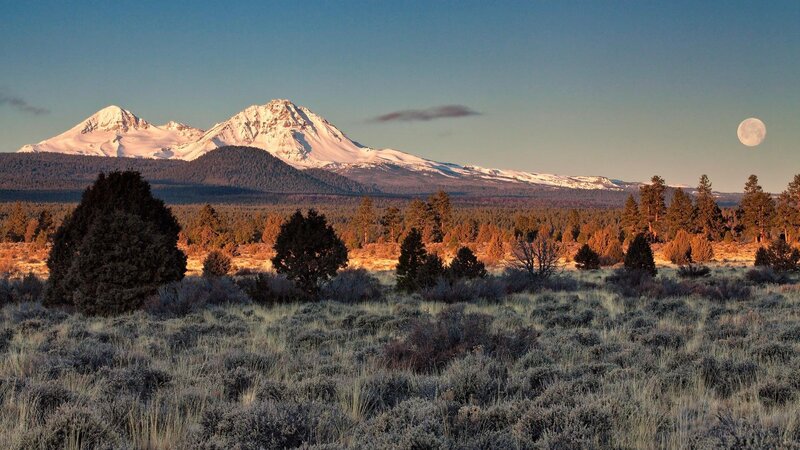Snow-capped Mountain Range — Blue, Serene, Morning, Photograph, Moon