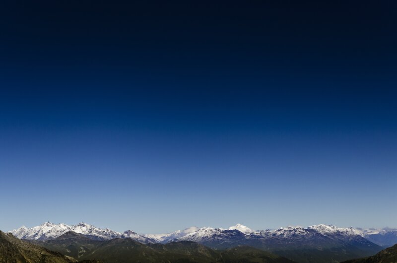 Snow-capped Mountain Range — Blue, Serene, Morning, Photograph, Mountains, Sky, Snow
