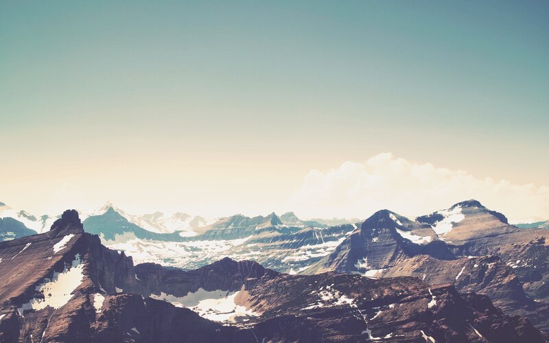 Snow-capped Mountain Range — Blue, Serene, Morning, Photograph, Mountains, Snow, Sky