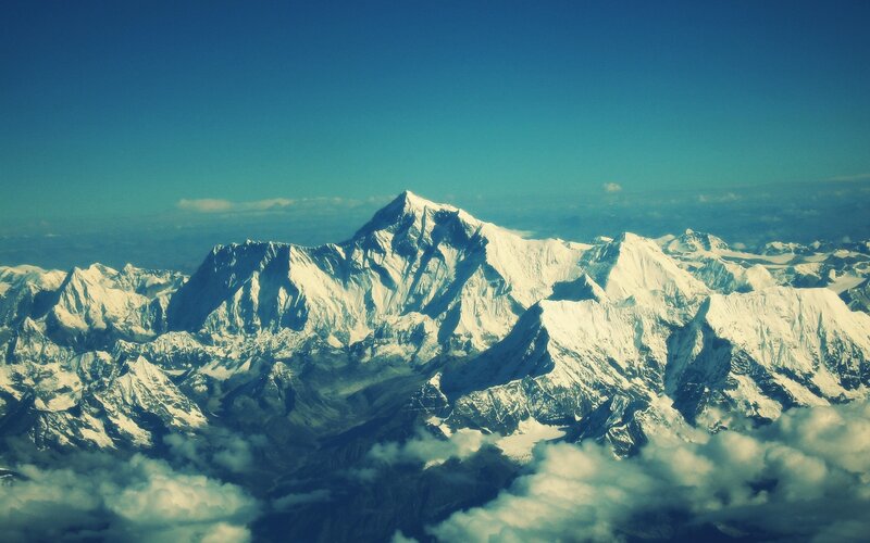 Snow-capped Mountain Range — Blue, Serene, Photograph, Clouds