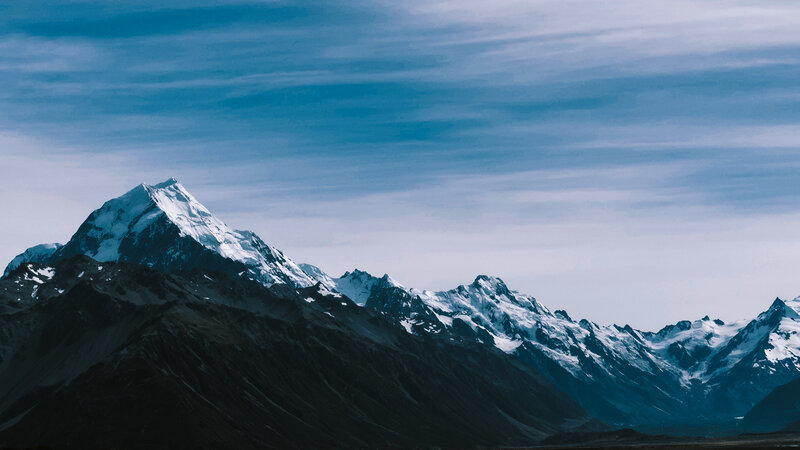 Snow-capped Mountain Range — Blue, Serene, Photograph, Mountains, Sky