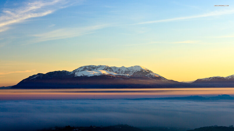 Snow-capped Mountain Range — Blue, Serene, Sunrise, Photograph