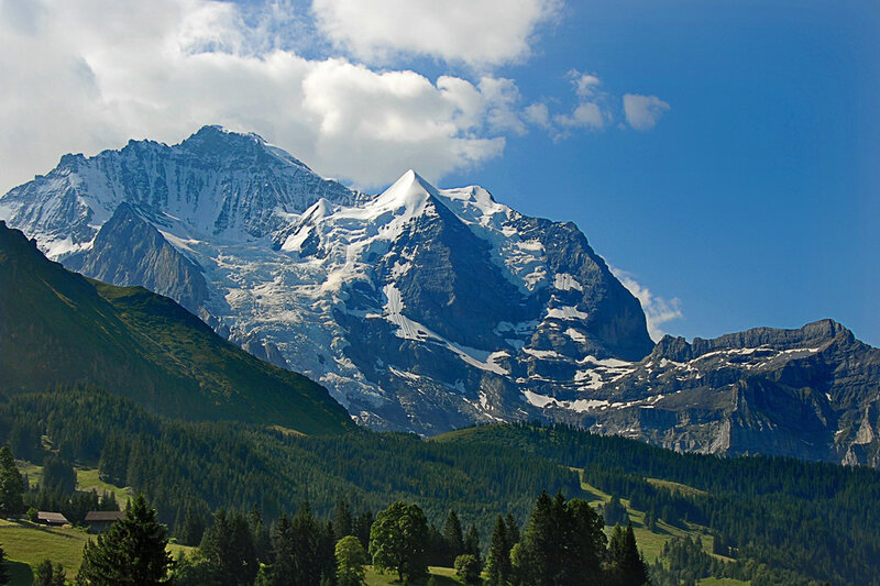 Snow-capped Mountain Range — Blue, Serene