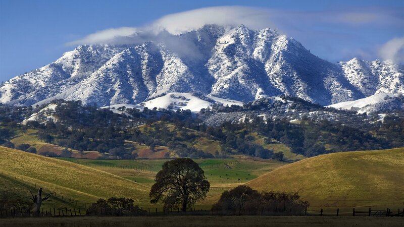 Snow-capped Mountain Range — Blue, Serene, Winter, Photograph, Hills
