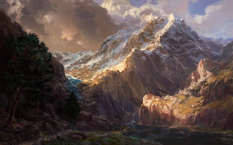 Snow-capped Mountain Range — Brown, Dramatic, Afternoon