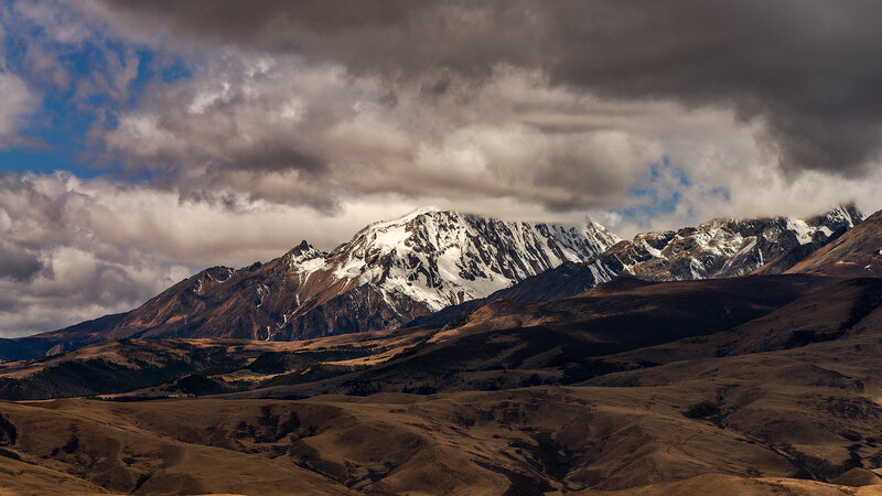 Snow-capped Mountain Range — Brown, Dramatic, Photograph