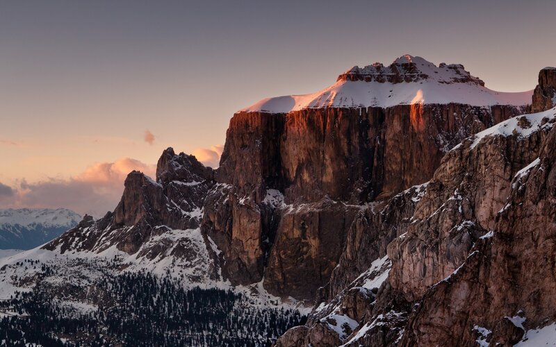 Snow-capped Mountain Range — Brown, Dramatic, Sunset, Photograph
