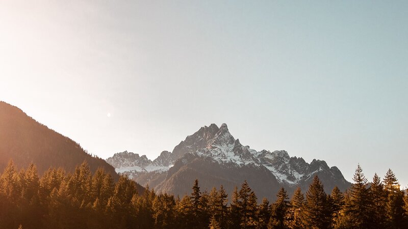 Snow-capped Mountain Range — Brown, Serene, Sunset, Photograph