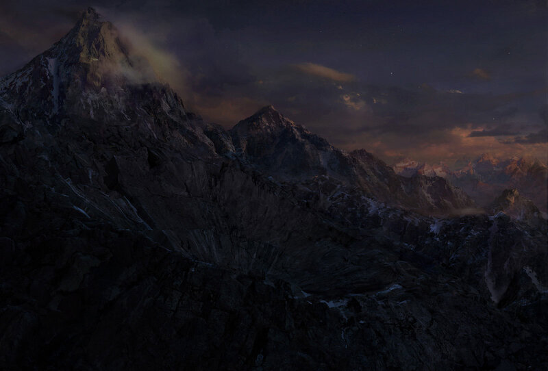 Snow-capped Mountain Range — Dark Gray