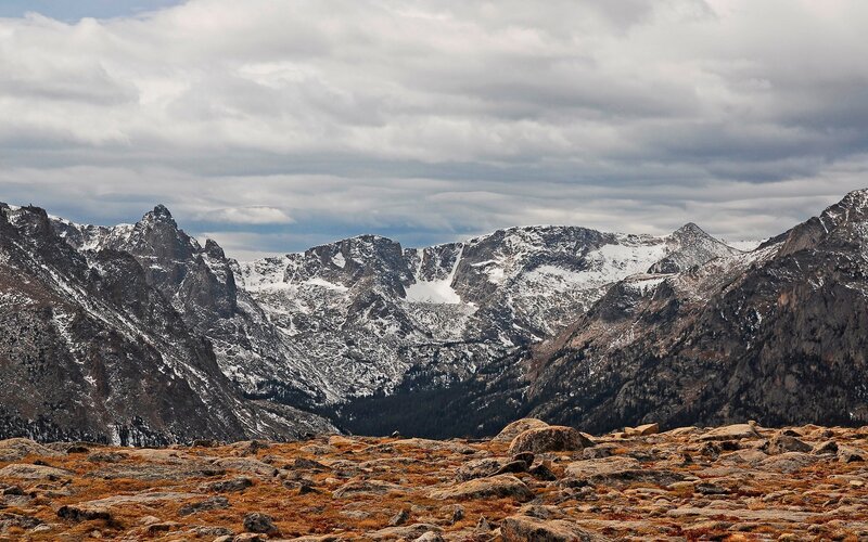 Snow-capped Mountain Range — Gray, Dramatic, Autumn, Photograph, Mountains