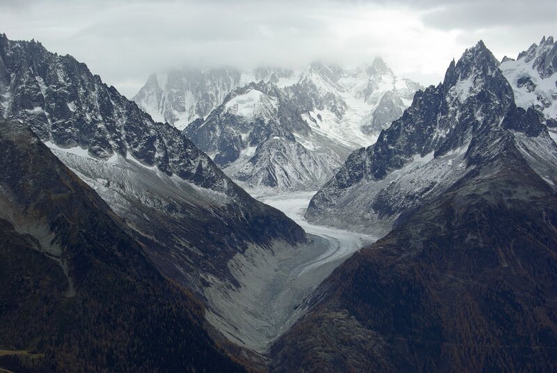 Snow-capped Mountain Range — Gray, Dramatic, Autumn