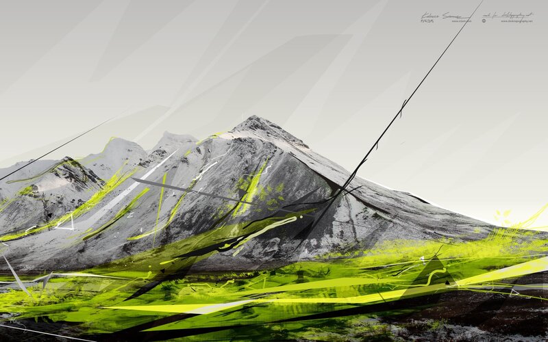 Snow-capped Mountain Range — Gray, Dramatic, Digital Art