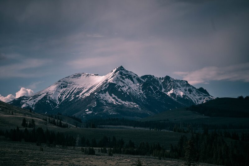 Snow-capped Mountain Range — Gray, Dramatic, Morning
