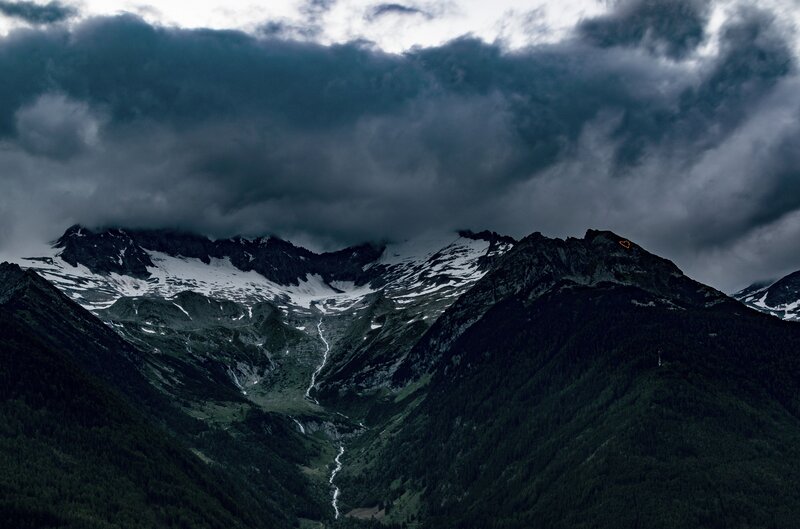 Snow-capped Mountain Range — Gray, Dramatic, Photograph, Clouds