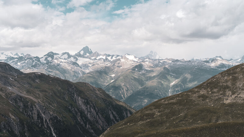 Snow-capped Mountain Range — Gray, Serene, Afternoon