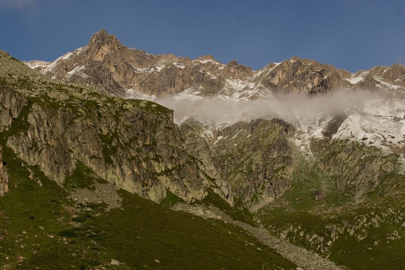 Snow-capped Mountain Range — Green, Dramatic, Afternoon, Photograph