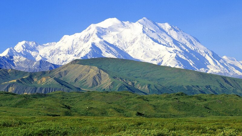 Snow-capped Mountain Range — Green, Serene, Afternoon, Photograph, Green Hills