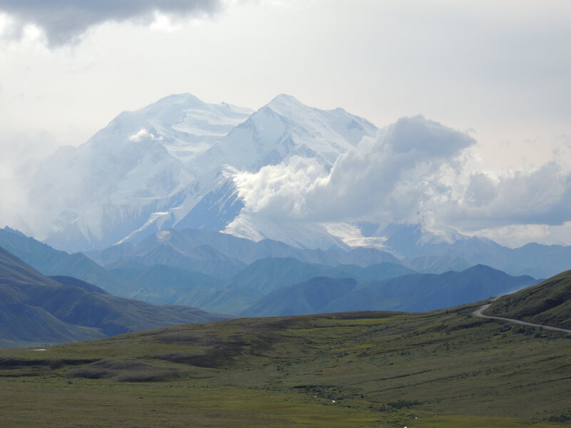 Snow-capped Mountain Range — Green, Serene, Afternoon, Photograph, Mountains, Clouds