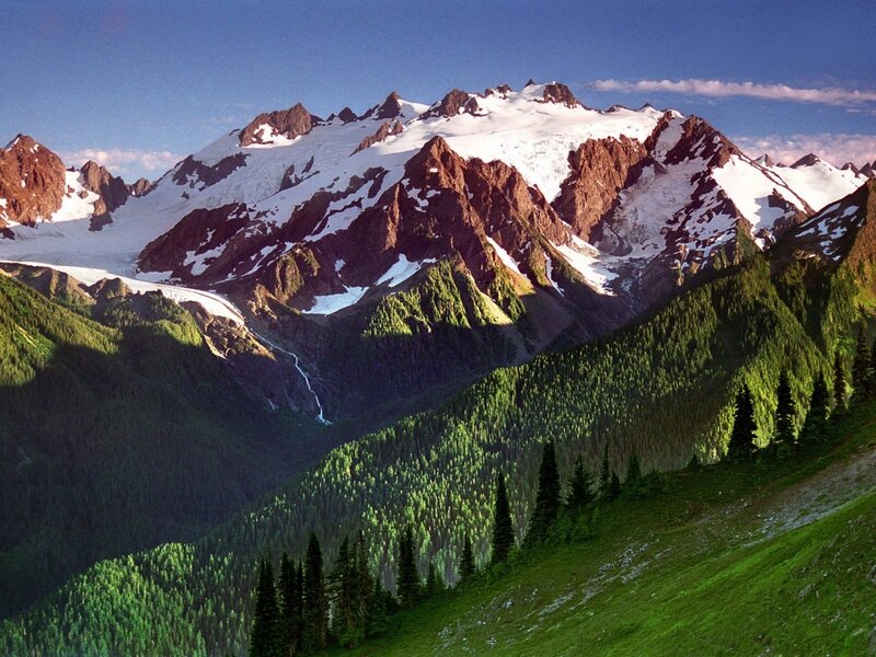 Snow-capped Mountain Range — Green, Serene, Afternoon