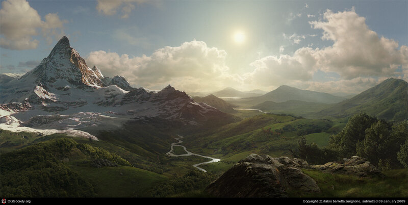 Snow-capped Mountain Range — Green