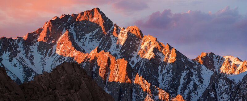 Snow-capped Mountain Range — Orange, Dramatic, Sunrise, Photograph, Mountains, Snow