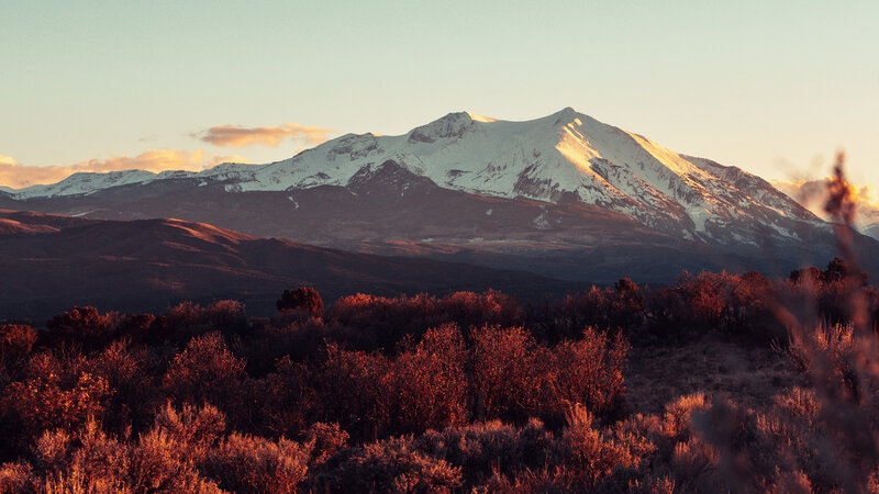 Snow-capped Mountain Range — Orange, Serene, Sunset, Photograph, Mountains