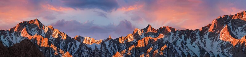 Snow-capped Mountain Range — Pink, Dramatic, Sunset, Photograph, Mountains, Sky