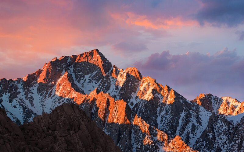 Snow-capped Mountain Range — Pink, Dramatic