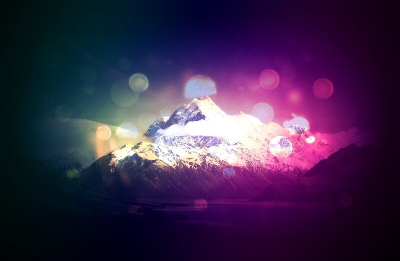 Snow-capped Mountain Range — Purple, Dramatic, Night