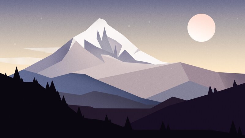 Snow-capped Mountain Range — Purple, Serene, Night, Digital Art