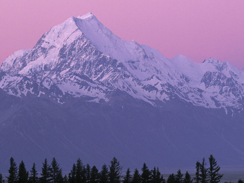 Snow-capped Mountain Range — Purple, Serene, Sunset