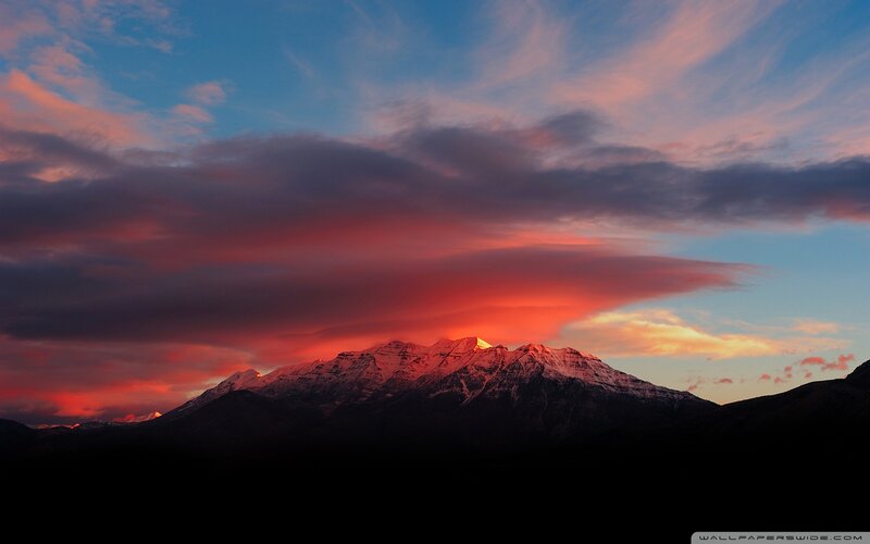 Snow-capped Mountain Range — Red