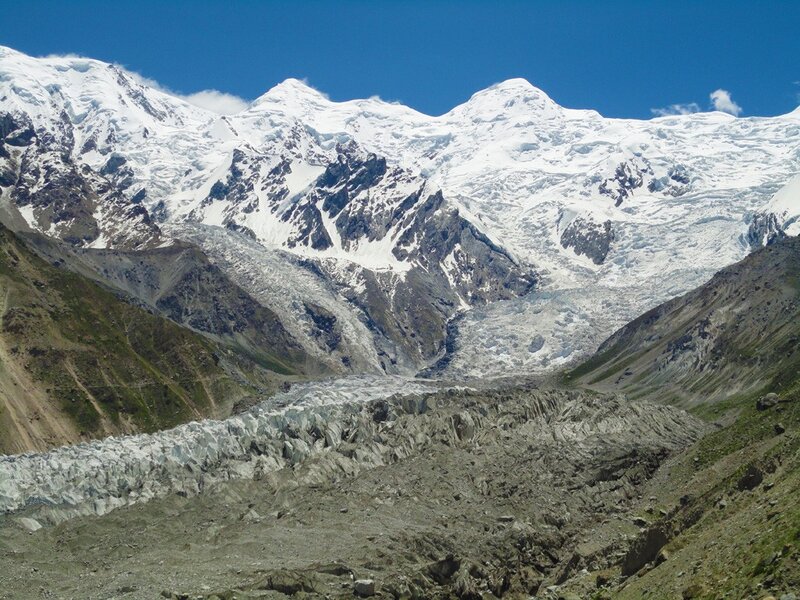 Snow-capped Mountain Range — White, Dramatic, Afternoon, Photograph, Glacier, Rocky Slopes, Blue Sky