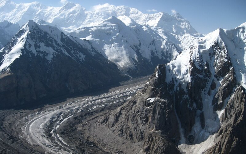 Snow-capped Mountain Range — White, Dramatic, Afternoon, Photograph, Glacier