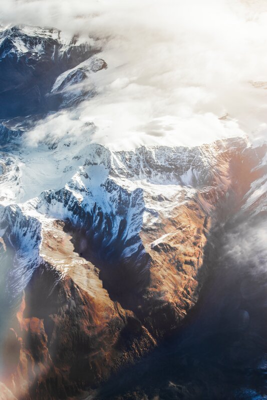 Snow-capped Mountain Range — White, Dramatic, Afternoon, Photograph