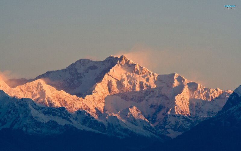Snow-capped Mountain Range — White, Serene, Sunrise, Photograph