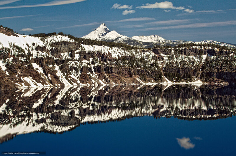 Snow-capped Mountain Reflection — Blue, Serene, Spring