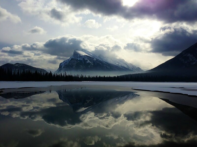 Snow-capped Mountain Reflection — Gray