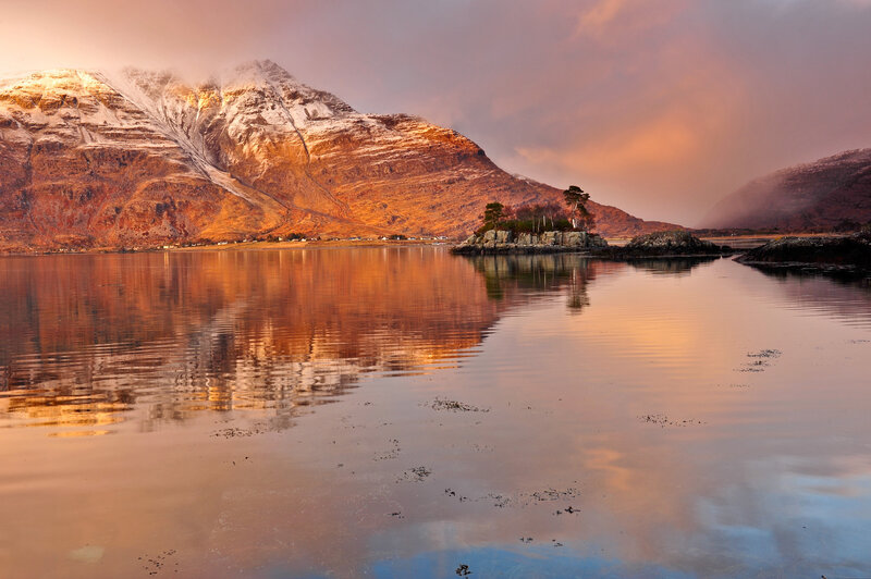 Snow-capped Mountain Reflection — Orange