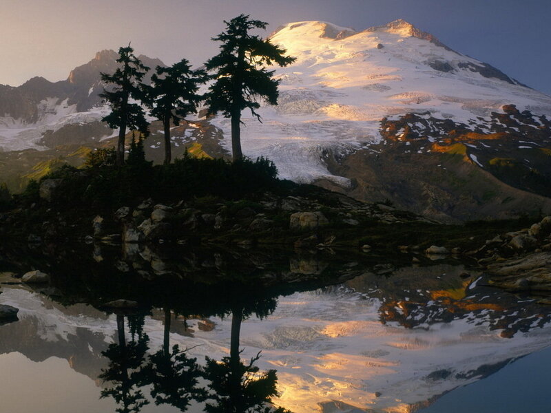 Snow-capped Mountain Reflection — White, Serene