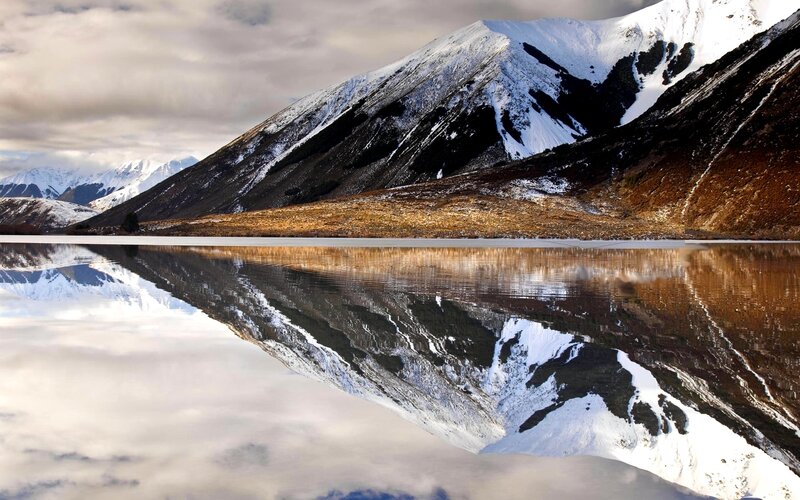 Snow-capped Mountain Reflection — White