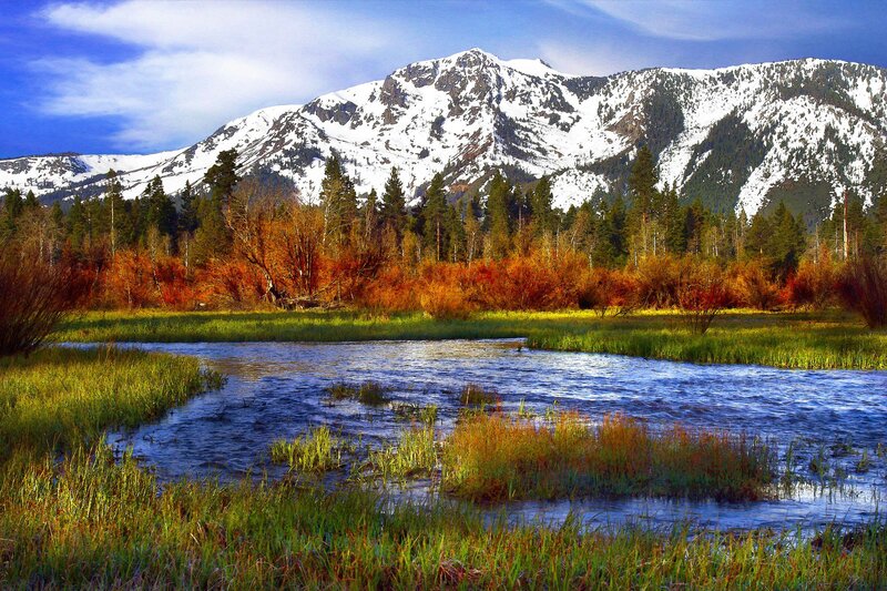 Snow-capped Mountain River — Blue, Serene